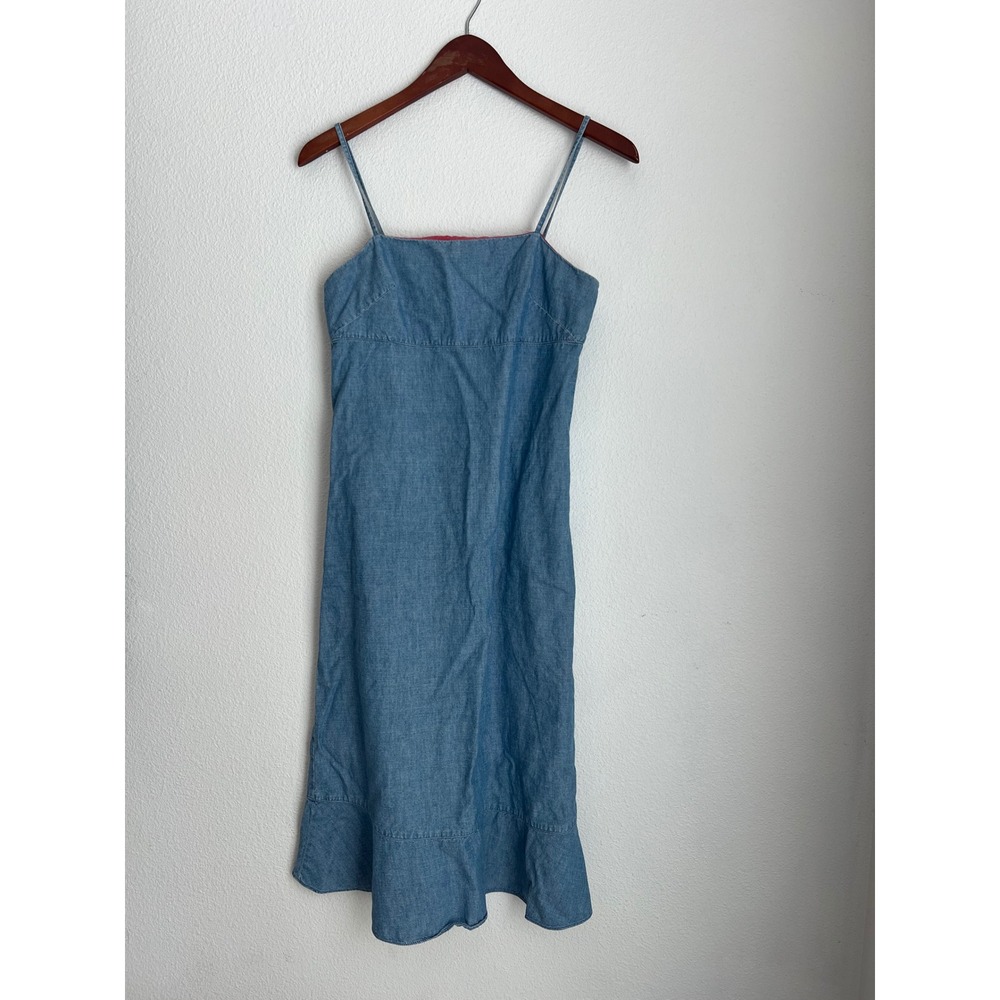 Gap Denim Sundress Midi‎ Spaghetti Strap Square Neck Summer Blue Size 2